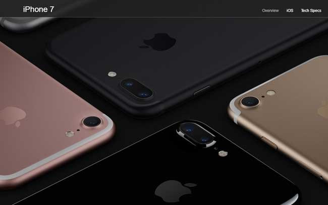 All iphone 7 color variations placed next to each other