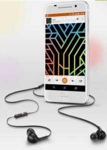 htc music player with earphones