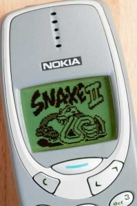 Snake mobile game on a nokia 3310 mobile phone