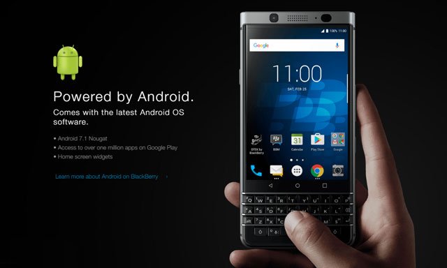 The BlackBerry  Keyone Runs Android 7.1 Operating System