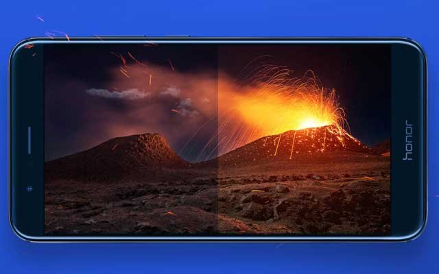 Phone displaying an erupting volcano