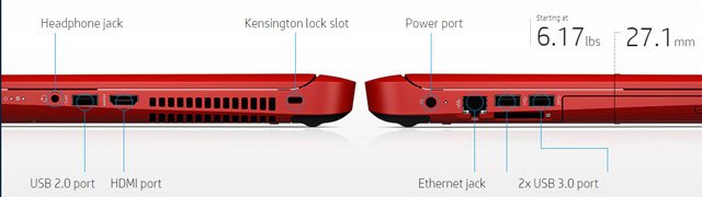 hP laptop port variations on the side